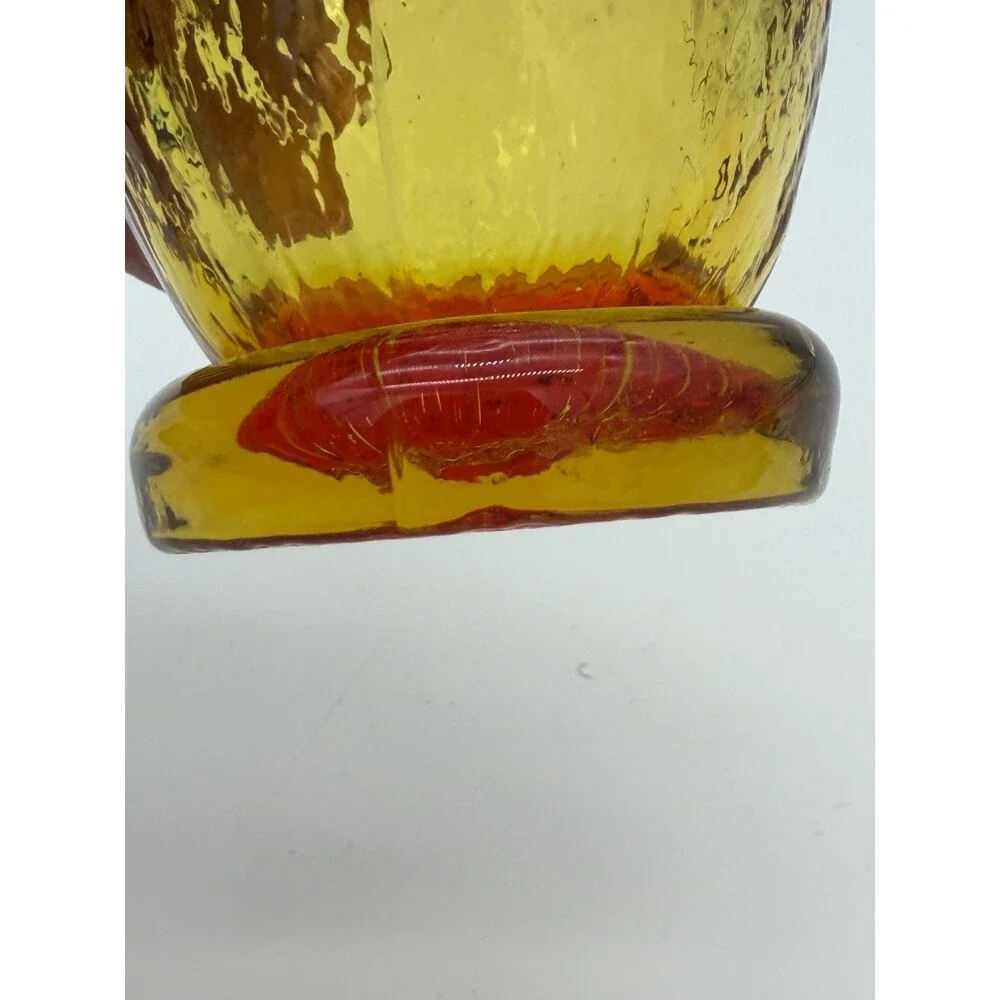 Pilgrim Art Glass Amberina/amber Owl Figurine Vintage 5”H Hand Blown Glass